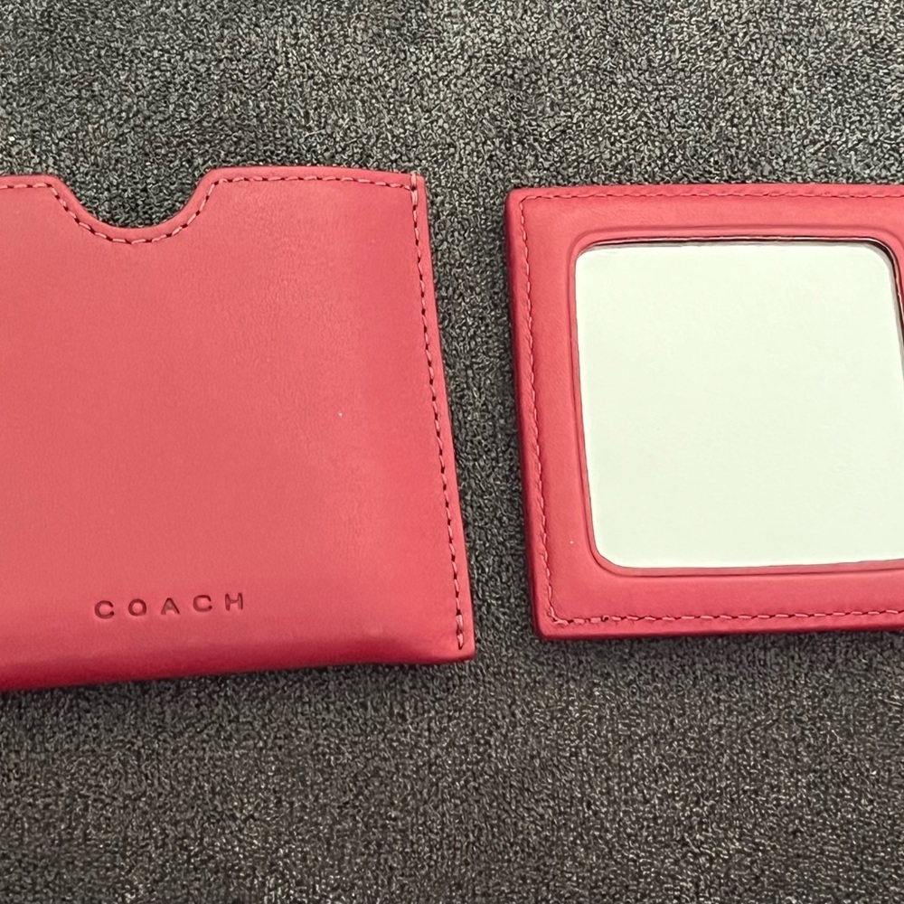 Coach Vintage Red Mirror with Case Holder
